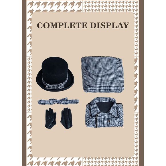Black Butler L Ciel Phantomhive Houndstooth Cosplay Costume Large - Picture 6 of 7